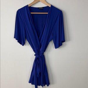 Express Cobalt Blue Tie-Waist Romper